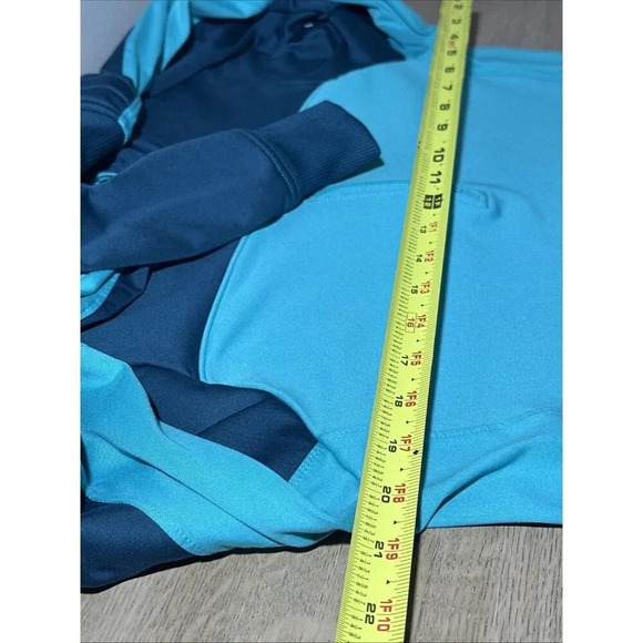 Nike Running Women’s (L) 1/4 Zip Pull Over Dri Fit Teal/Light Green Cap Hoodie - Picture 11 of 16